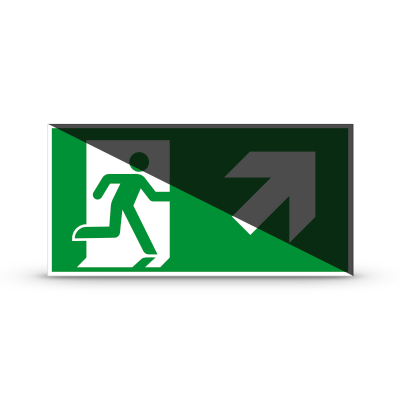 ISO 7010 "Exit Right UP"