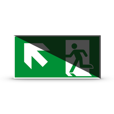 ISO 7010 "Exit Left UP"